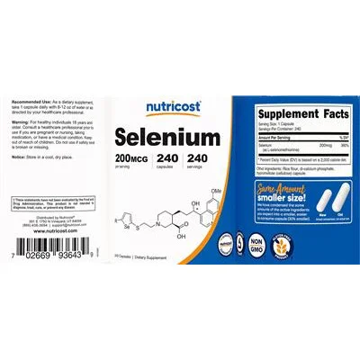 Selenium 200 mcg - Nutricost
