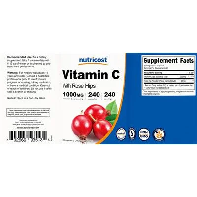 Vitamin C 1,000 mg with Rose Hips - Nutricost