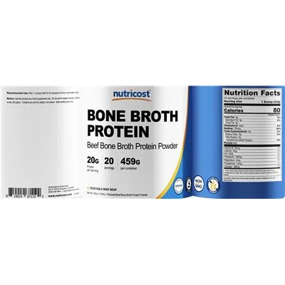 Bone Broth Protein 20 g Vegetable Beef Soup - Nutricost