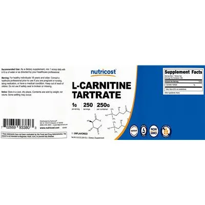 L-Carnitine Tartrate 1 g Unflavored - Nutricost