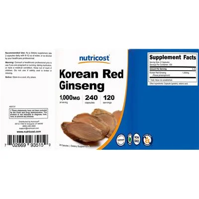 Korean Red Ginseng 1,000 mg - Nutricost
