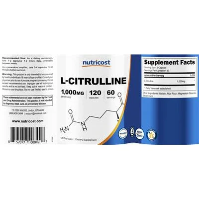 L-Citrulline 1000 mg - Nutricost