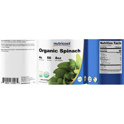 Organic Spinach 4 g Unflavored - Nutricost