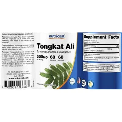 Tongkat Ali 500 mg - Nutricost