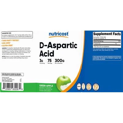 D-Aspartic Acid 3 g Green Apple - Nutricost