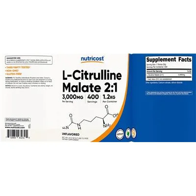 L-Citrulline Malate 2:1 3,000 mg Unflavored - Nutricost