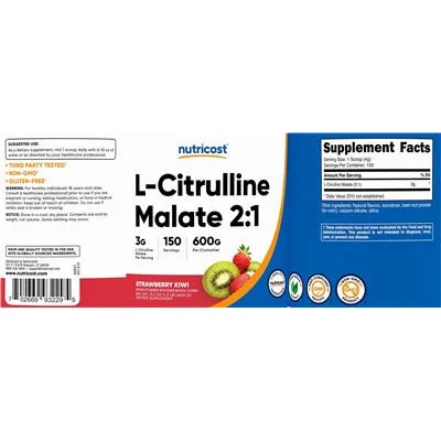 L-Citrulline Malate 2:1 3 g Strawberry Kiwi - Nutricost