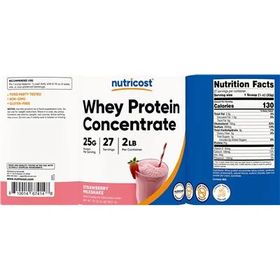 Whey Protein Concentrate 25 g Strawberry Milkshake - Nutricost