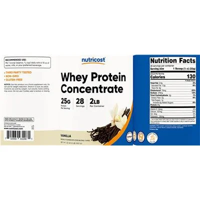 Whey Protein Concentrate 25 g Vanilla - Nutricost