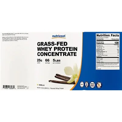 Grass-Fed Whey Protein Concentrate 25 g Vanilla - Nutricost
