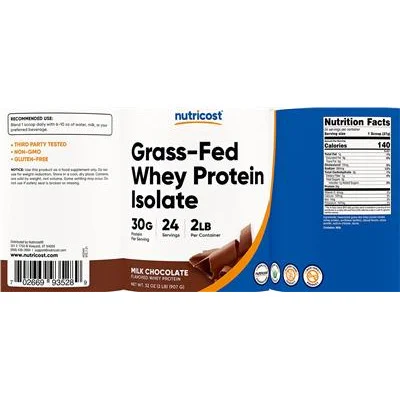 Grass-Fed Whey Protein Isolate 30 g Milk Chocolate - Nutricost
