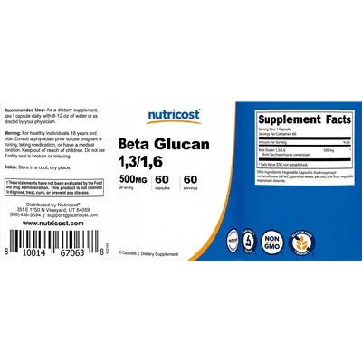 Beta Glucan 1,3/1,6 500 mg - Nutricost