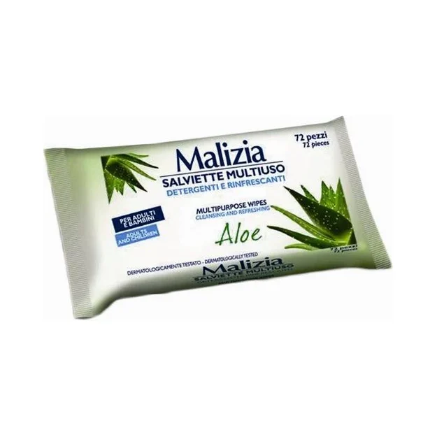 Мокри кърпички Malizia Aloe плик 72 бр - Malizia