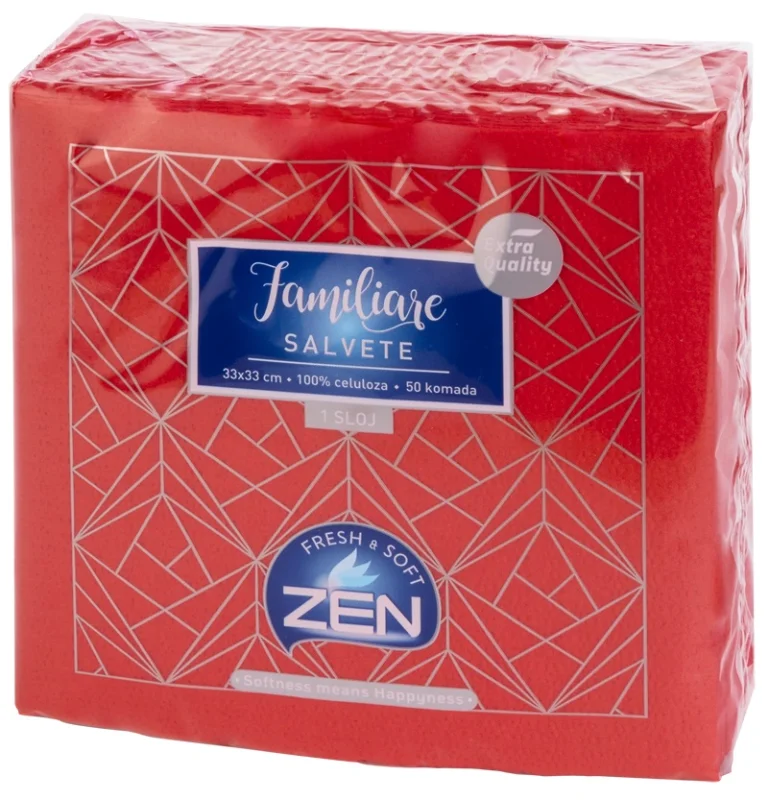Салфетки Zen Familiare, червени 1-пл, 33х33 см, 50 бр
