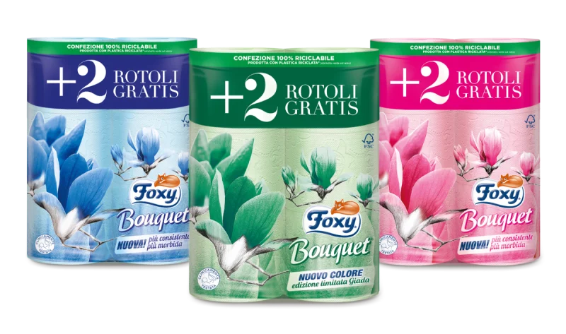 Цветна тоалетна хартия Foxy Bouquet 3-пластова, 4+2 ролки
