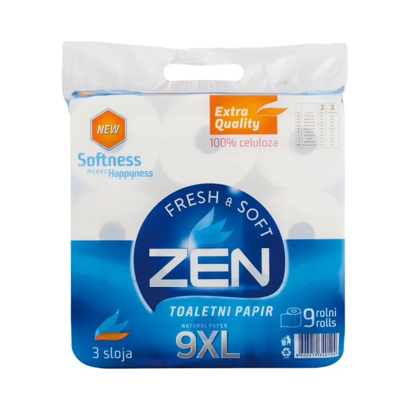 Тоалетна хартия Zen XL, 3-пластова, 9 бр - Zen XL