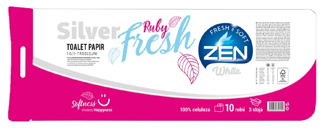 Тоалетна хартия Zen Toalet Papir Silver Fresh, 3 пластова, 10 бр