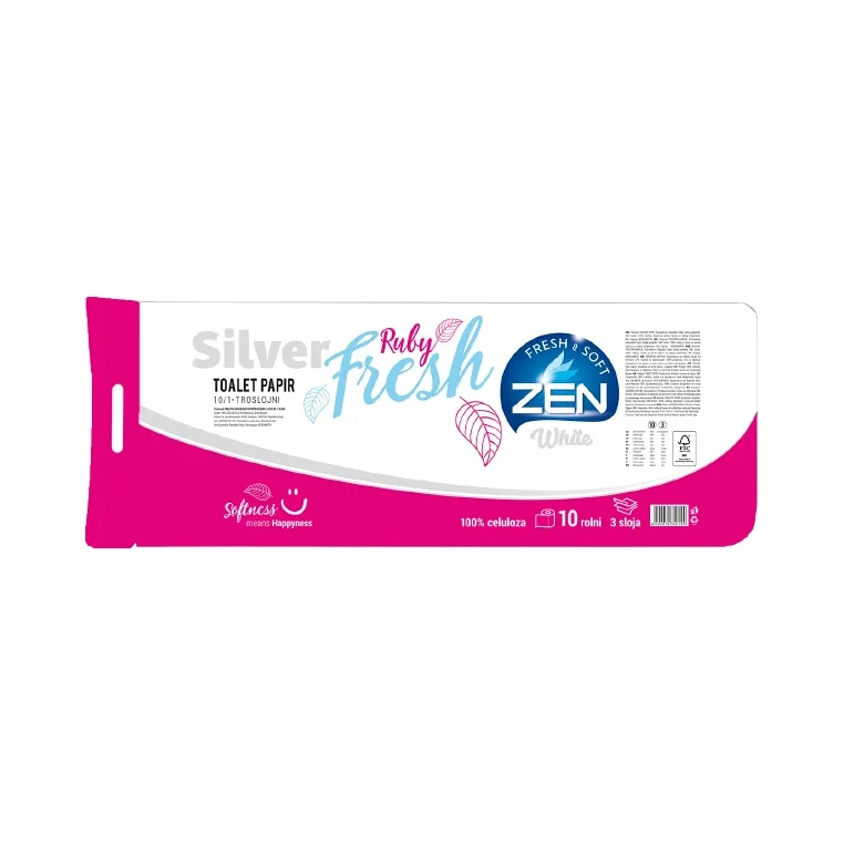 Тоалетна хартия Zen Toalet Papir Silver Fresh, 3 пластова, 10 бр - Zen Toalet