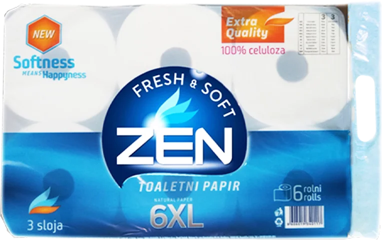 Тоалетна хартия Zen Toalet Papir XL, 3-пластова в плик, 6 бр - Zen Toalet