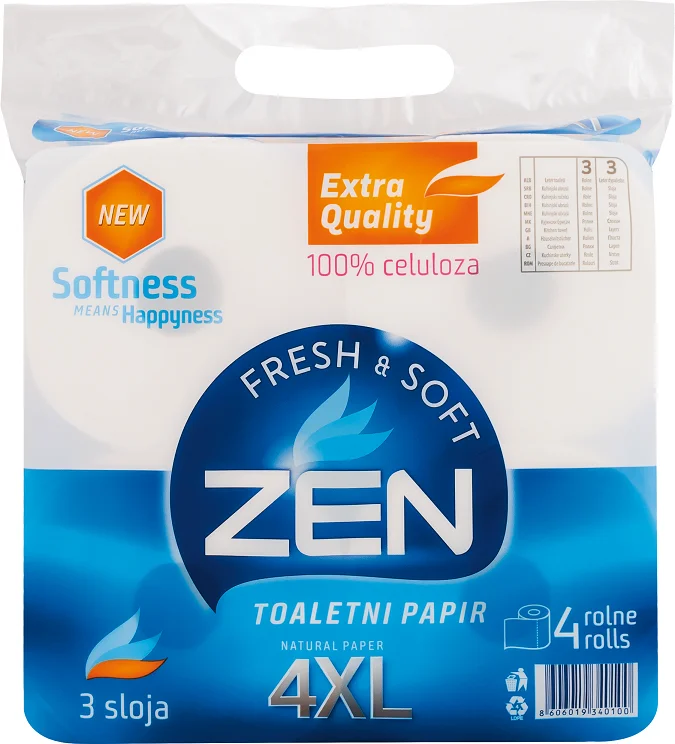 Тоалетна хартия Zen XL 3-пластова, 4 бр