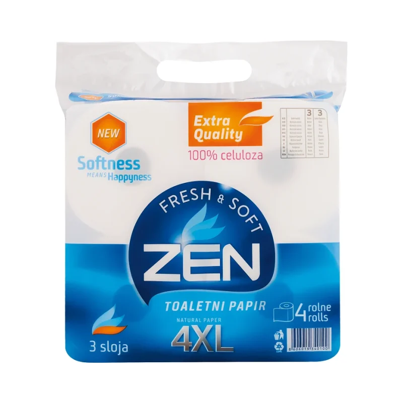 Тоалетна хартия Zen XL 3-пластова, 4 бр - Zen XL