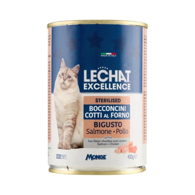 Храна за котки със сьомга и пиле Lechat 400 г в консерва - Lechat