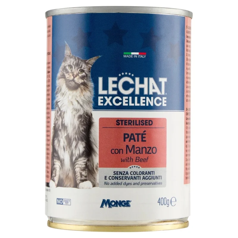 Храна за котки с говеждо Lechat 400 г в консерва