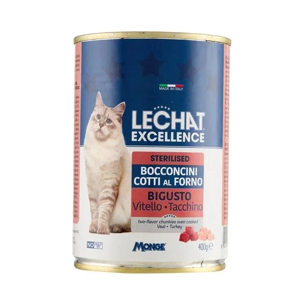 Храна за котки с телешко и пуешко Lechat 400 г в консерва - Lechat