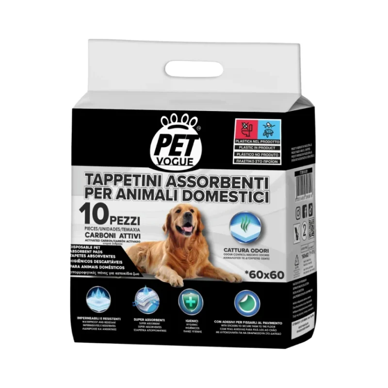 Пелени за животни PET Vogue Carbon 60X60, 10 бр - Vogue