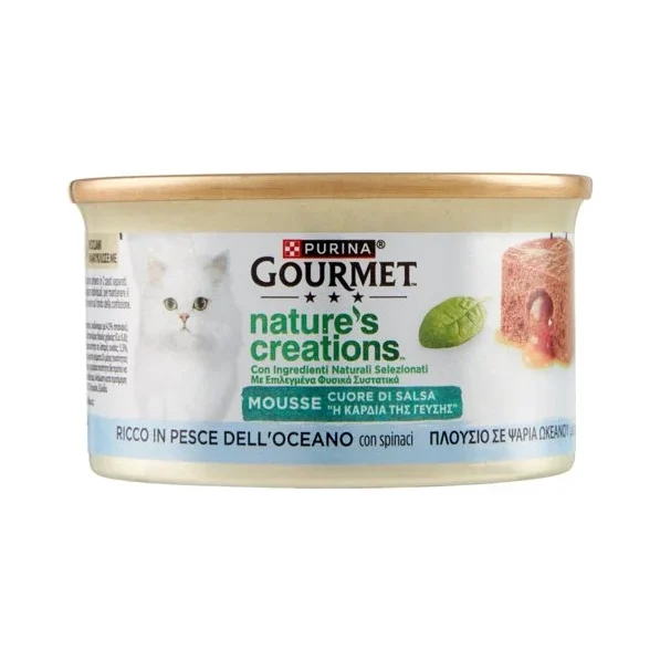 Храна за котки Purina Gourmet Nature с риба и спанак, 85 г - Purina