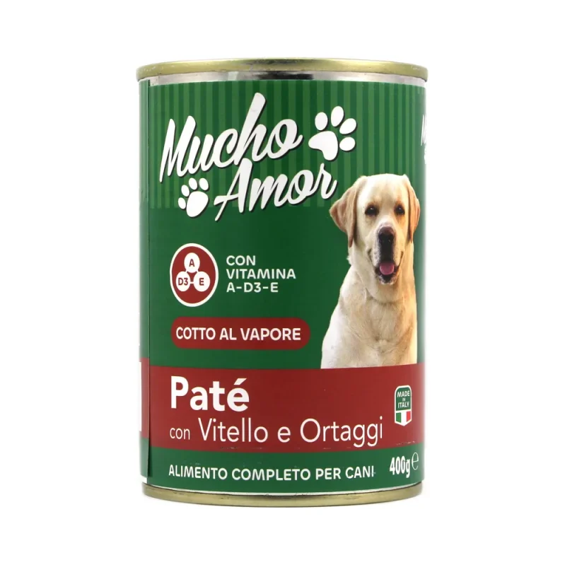 Храна за кучета Mucho Amor Pate' Vitello/Ort, телешко консерва 400 г - Mucho Amor
