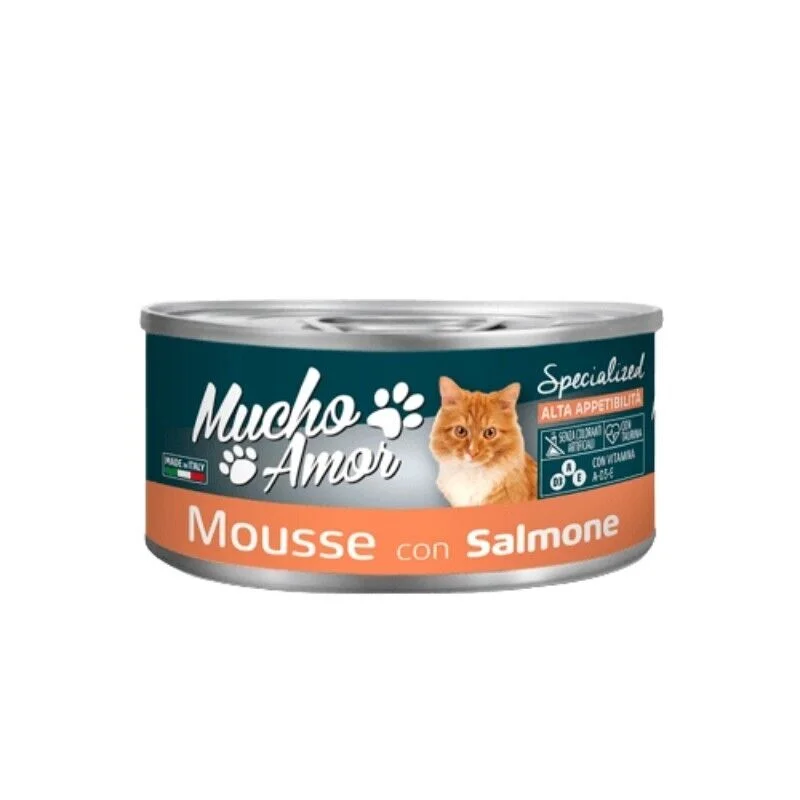 Храна за котки Mucho Amor Mousse със сьомга, консерва 85 г