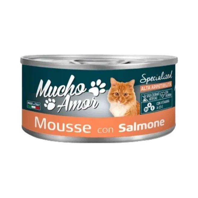 Храна за котки Mucho Amor Mousse със сьомга, консерва 85 г