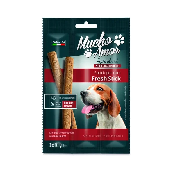 Закуска/пръчки за кучета Mucho Amor Fresh Stick, вкус на телешко 30 г - Mucho Amor
