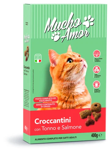 Храна за котки Mucho Amor Crocchette Adult /риба тон и сьомга/ 400 г