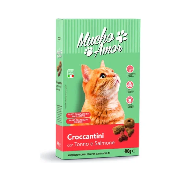 Храна за котки Mucho Amor Crocchette Adult /риба тон и сьомга/ 400 г - Mucho Amor