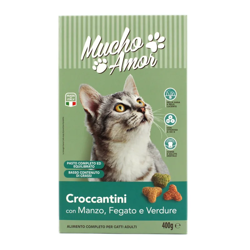 Храна за котки Mucho Amor Crocchette Adult /телешко и зеленчуци/ 400 г