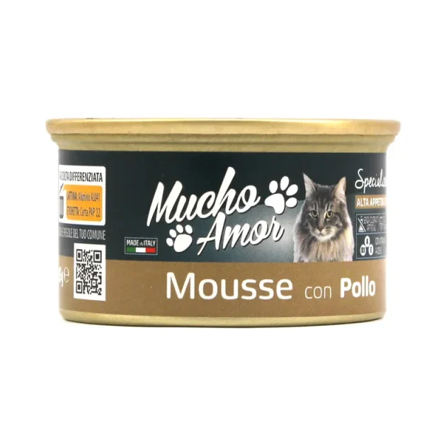 Храна за котки Mucho Amor Mousse Pollo/пиле/, консерва 85 г