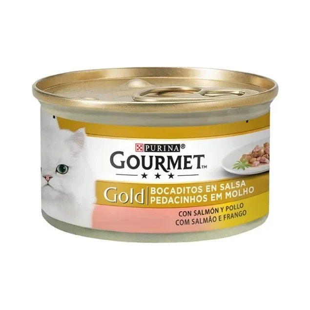 Храна 3а котки Purina Gourmet Gold, сьомга и пиле 85 г - Purina