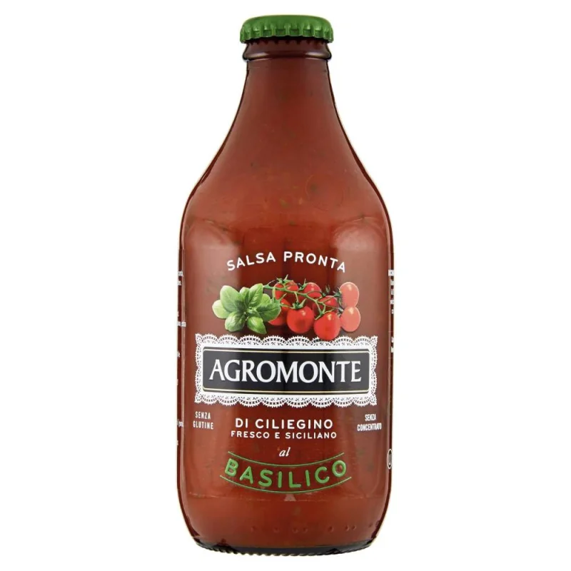 Доматен сос от чери домати Agromonte Basilico, стъкло 330 г - Agromonte
