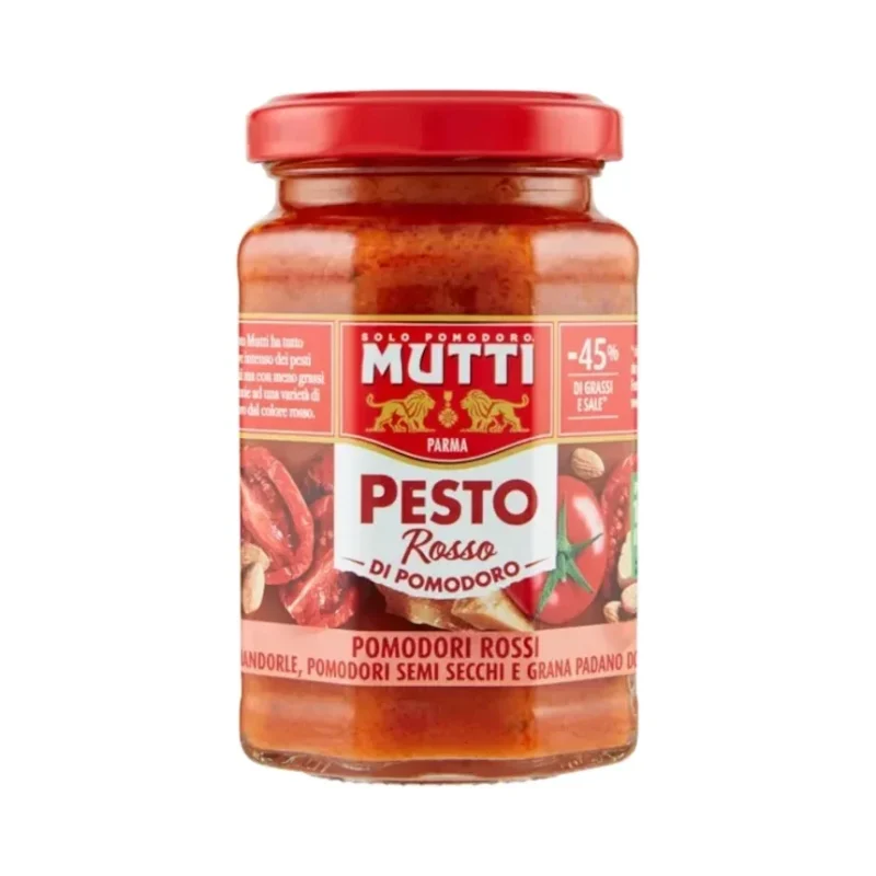 Песто Mutti Rosso с парченца бадеми и сушени домати 180 г