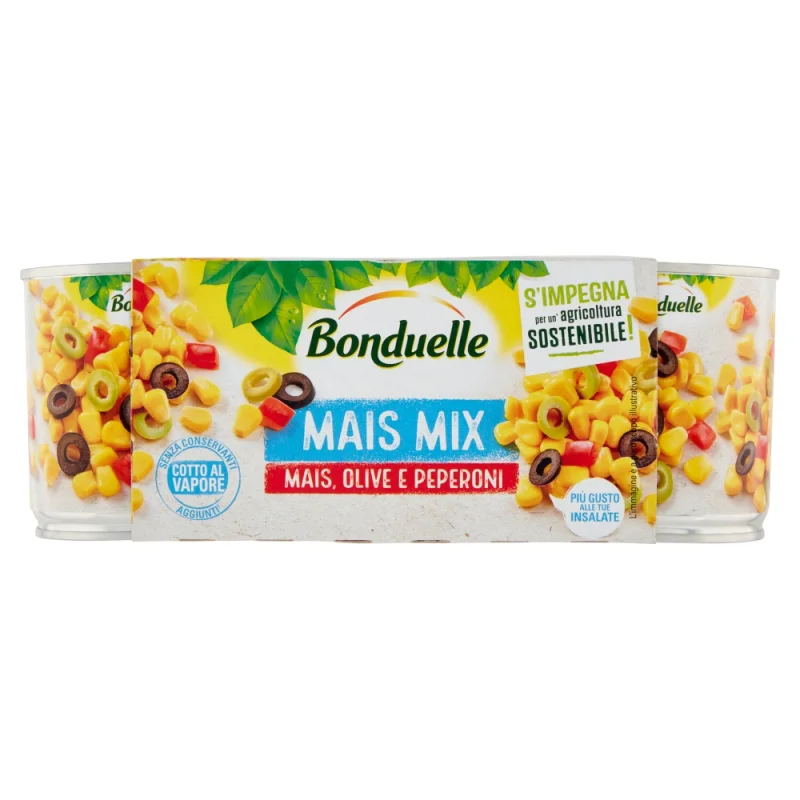 Царевица с маслини и чушки Bonduelle, консерва 3х170 г