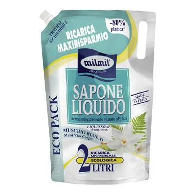 Течен сапун Milmil Muschio Bianco, пълнител Eco Pack, 2 л