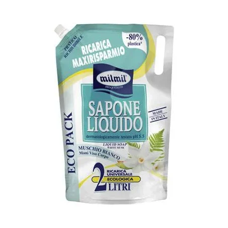 Течен сапун Milmil Muschio Bianco, пълнител Eco Pack, 2 л - Milmil
