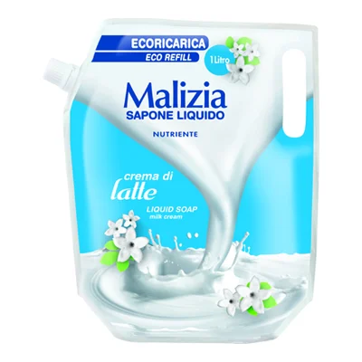 Течен сапун Malizia мляко пълнител, 1 л