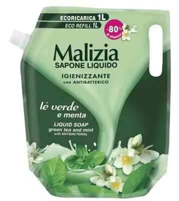 Течен сапун Malizia мента пълнител, 1 л - Malizia