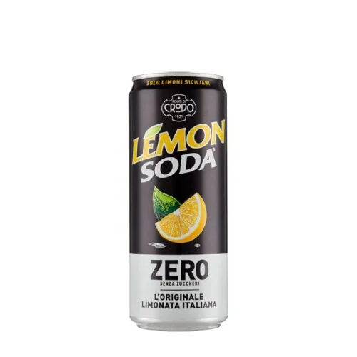 Газирана напитка Crodo Lemon Soda лимон без захар, кен 330 мл