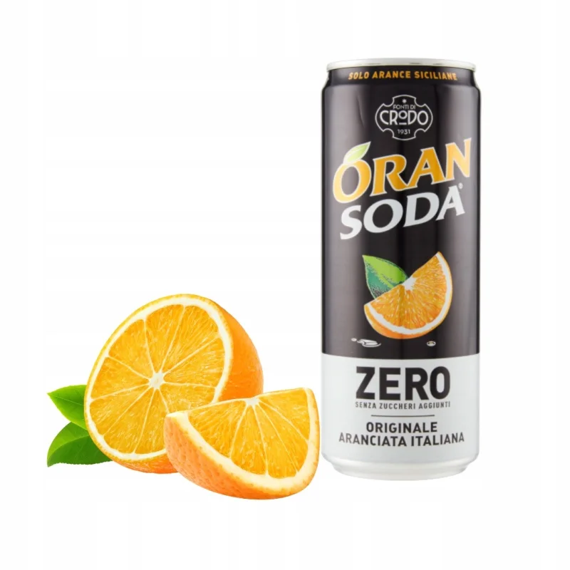 Газирана напитка Crodo Oran Soda портокал без захар, кен 330 мл