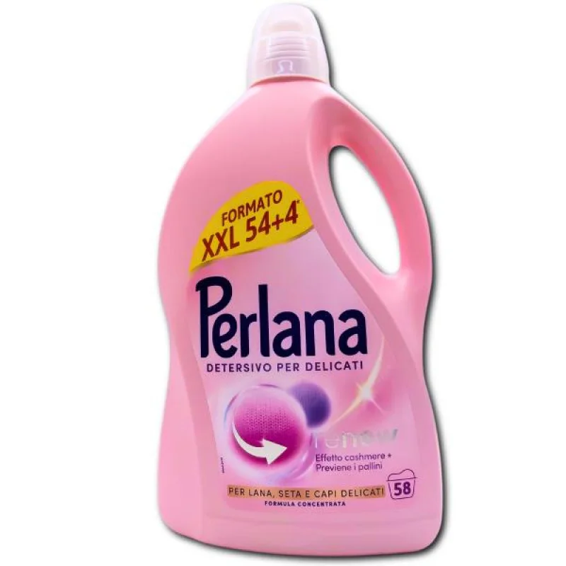 Течен препарат за деликатни тъкани Perlana Renew Rosa, 58 пранета, 2.9 л