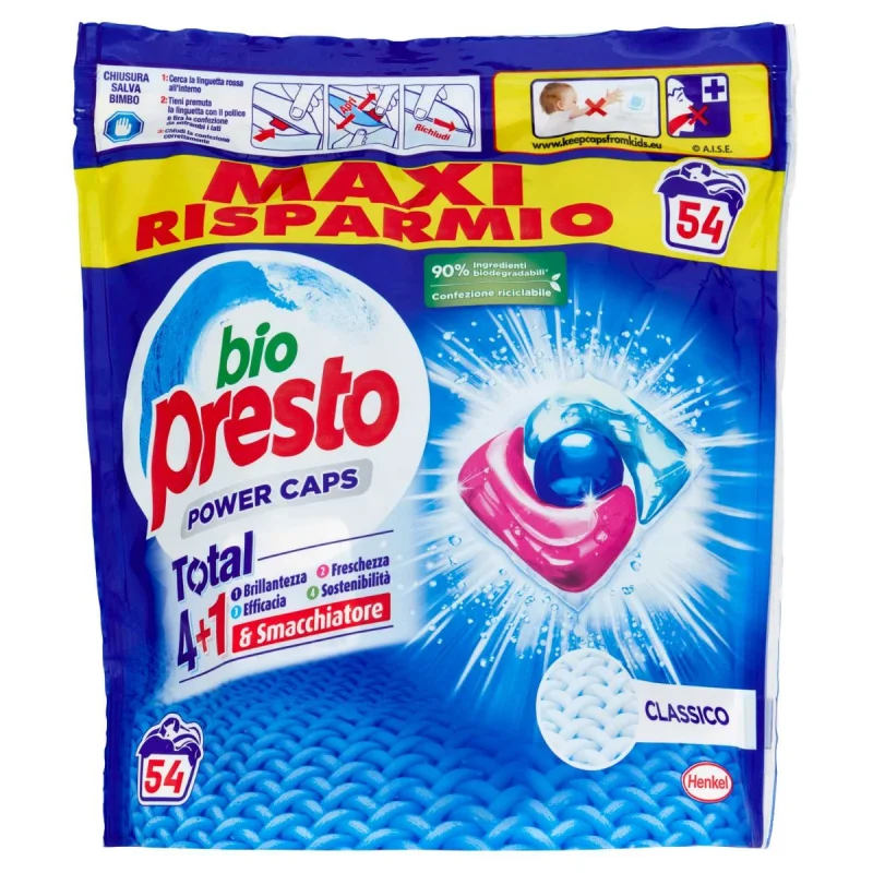 Капсули за пране BIO Presto Power Classic, 54 бр